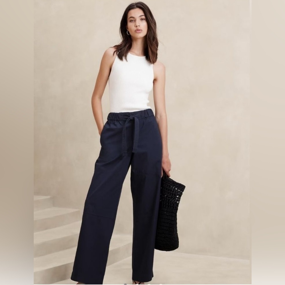Nwt! Banana Republic Preppy Navy Poplin Straight Pant - Multiple Sizes 891907